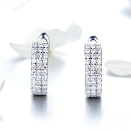 Triple Row Zircon Hoop Earrings