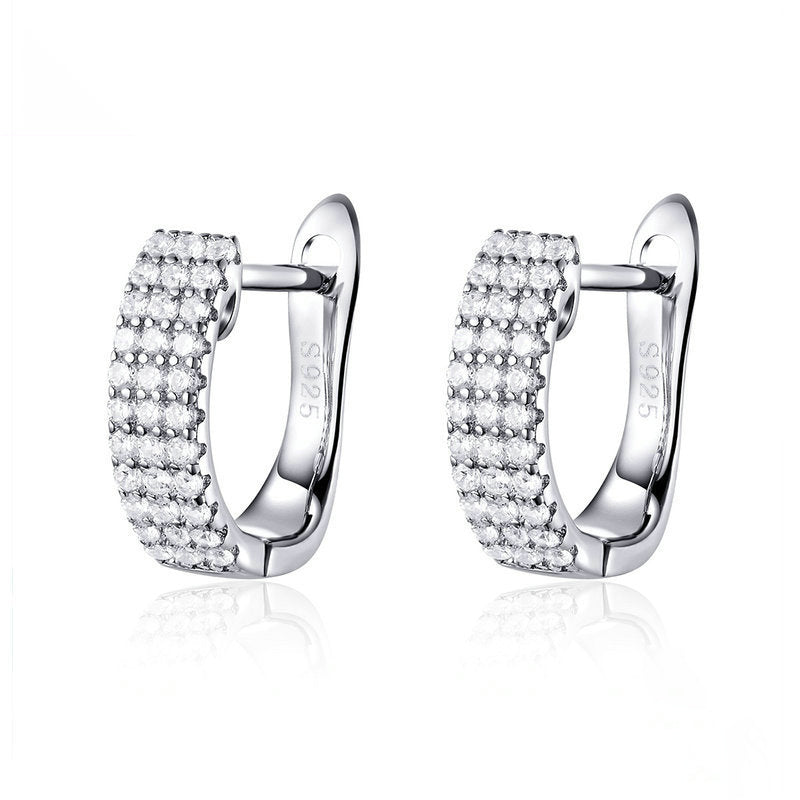 Triple Row Zircon Hoop Earrings