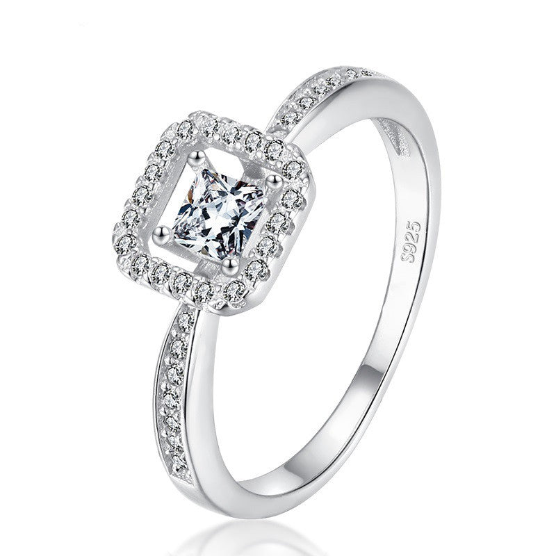 Hollow Square Zircon Engagement Ring