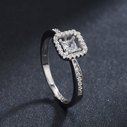 Hollow Square Zircon Engagement Ring