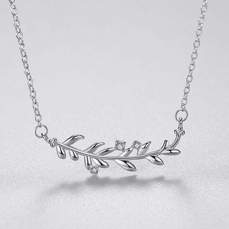 Olive Leaf Zircon Necklace