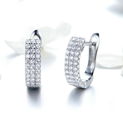 Triple Row Zircon Hoop Earrings