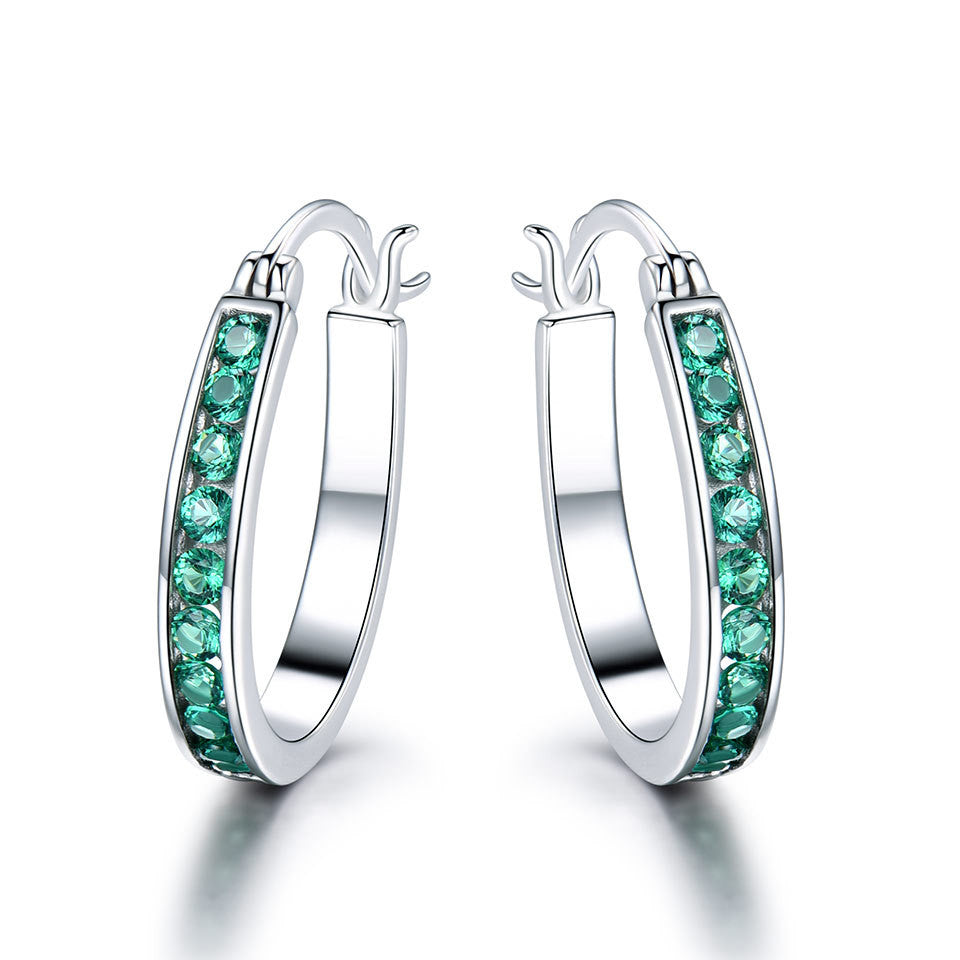 Round Zircon Hoop Earrings