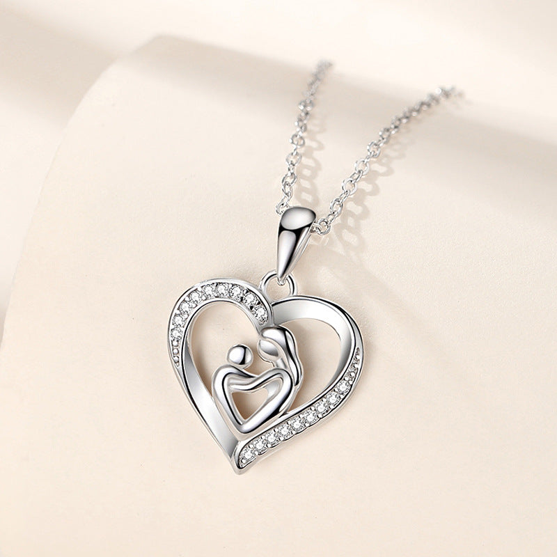 Mother's Embrace Heart Zircon Necklace