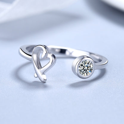 Versatile Heart Zircon Open Ring