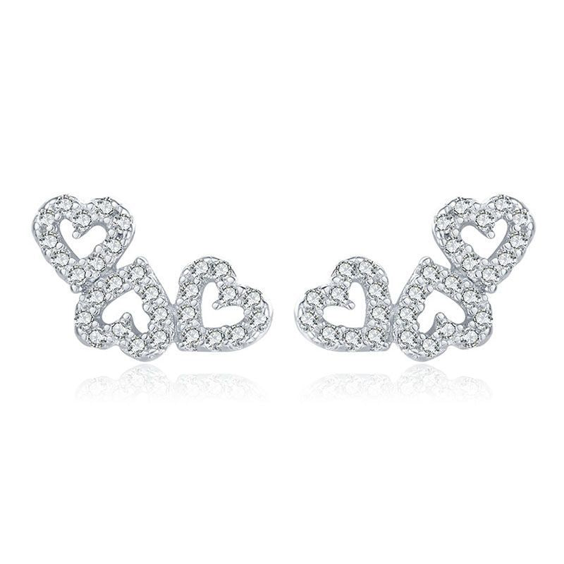 Hollow Heart Zircon Stud Earrings