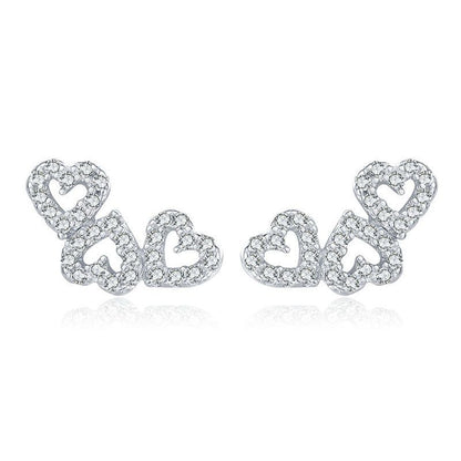 Hollow Heart Zircon Stud Earrings