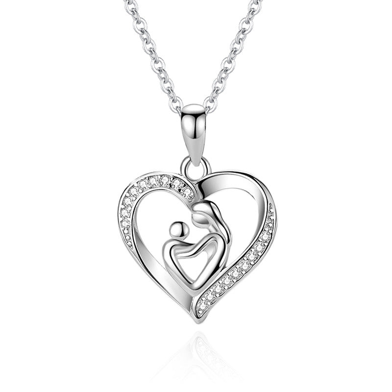 Mother's Embrace Heart Zircon Necklace