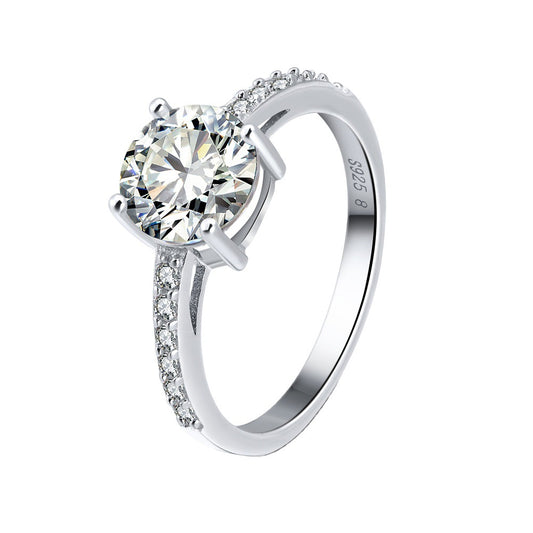 Round Zircon Engagement Ring