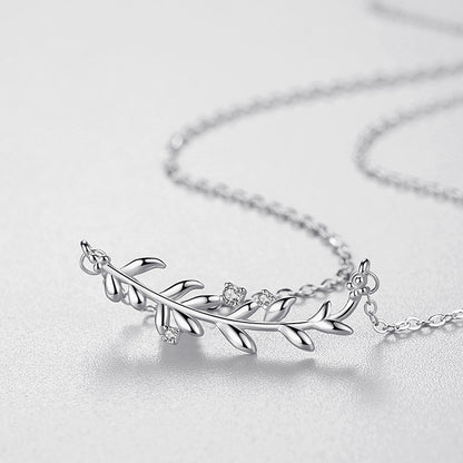 Olive Leaf Zircon Necklace