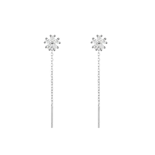 Floral Zircon Dangle Earrings