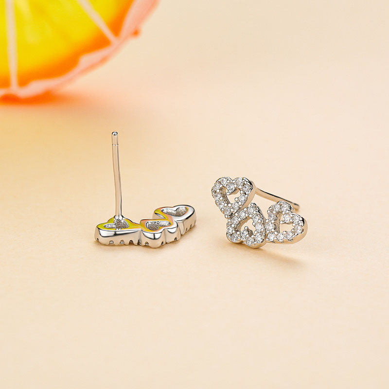 Hollow Heart Zircon Stud Earrings