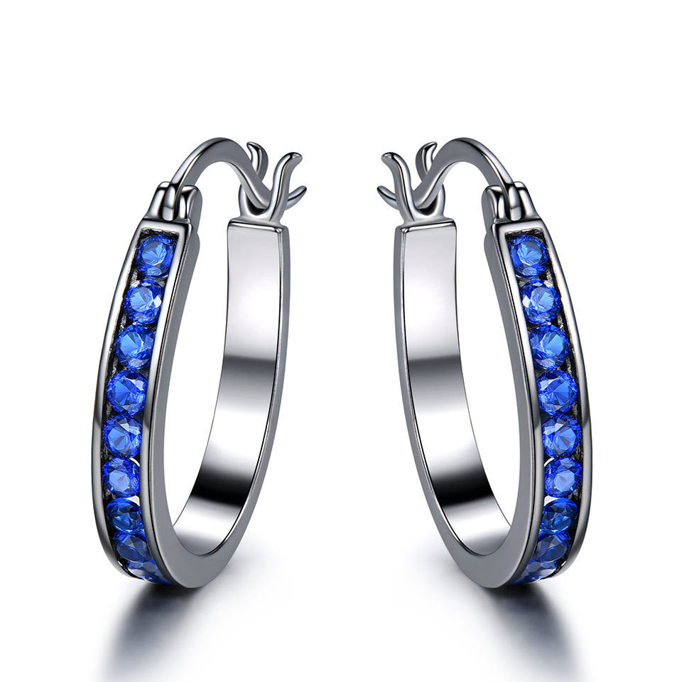 Round Zircon Hoop Earrings