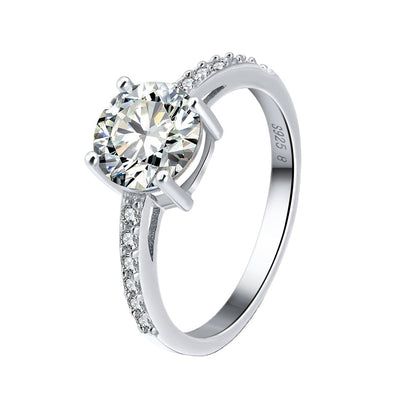 Round Zircon Engagement Ring