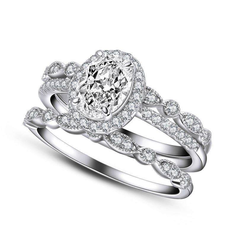 Oval Engagement Set Ring