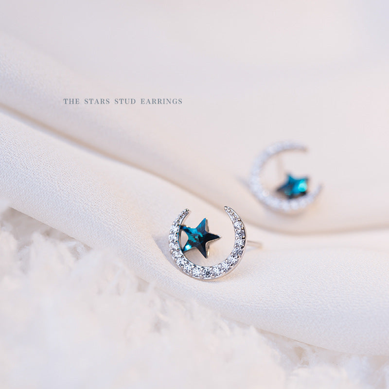 Blue Star Zircon Piercing Earrings