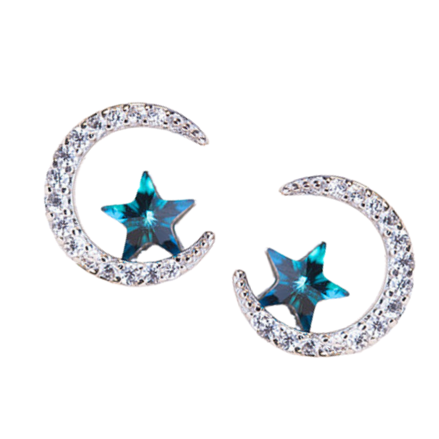 Blue Star Zircon Piercing Earrings