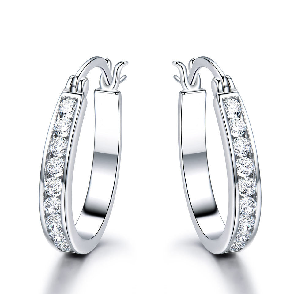 Round Zircon Hoop Earrings