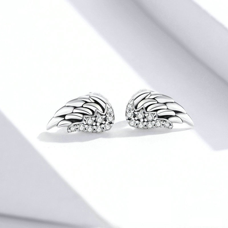 Angel Wings Zircon Stud Earrings