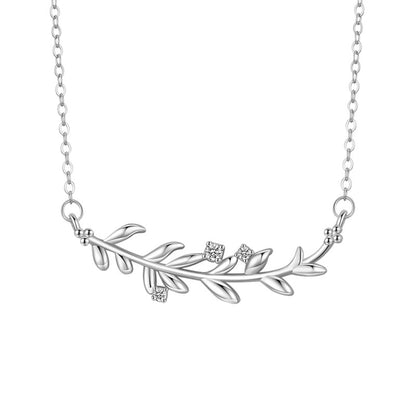 Olive Leaf Zircon Necklace