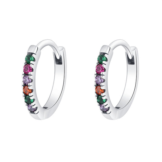 Rainbow Zircon Hoop Earrings