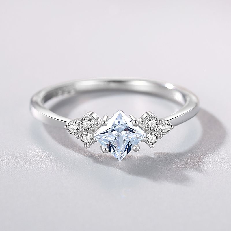 Rhombus Zircon Engagement Ring