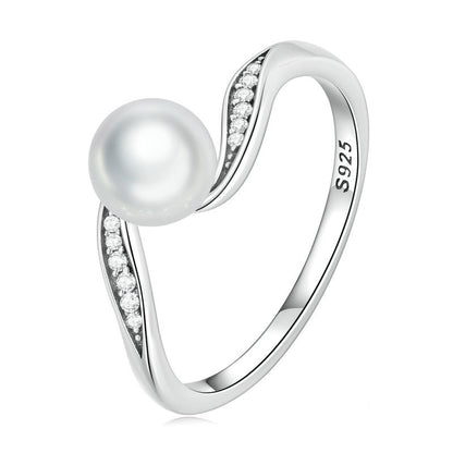 Pearl Zircon Engagement Ring