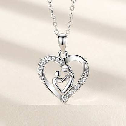 Mother's Embrace Heart Zircon Necklace