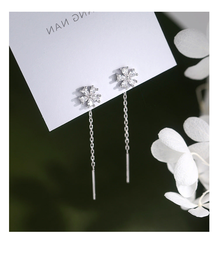 Floral Zircon Dangle Earrings