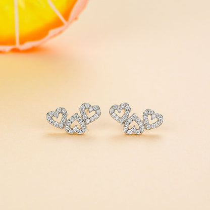 Hollow Heart Zircon Stud Earrings