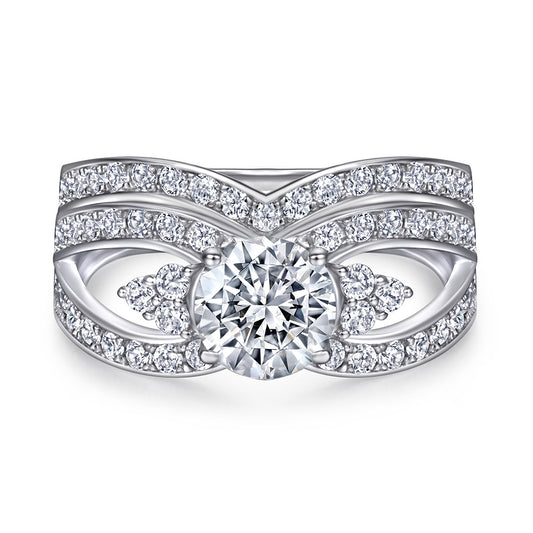 Crown Zircon Engagement Set Ring