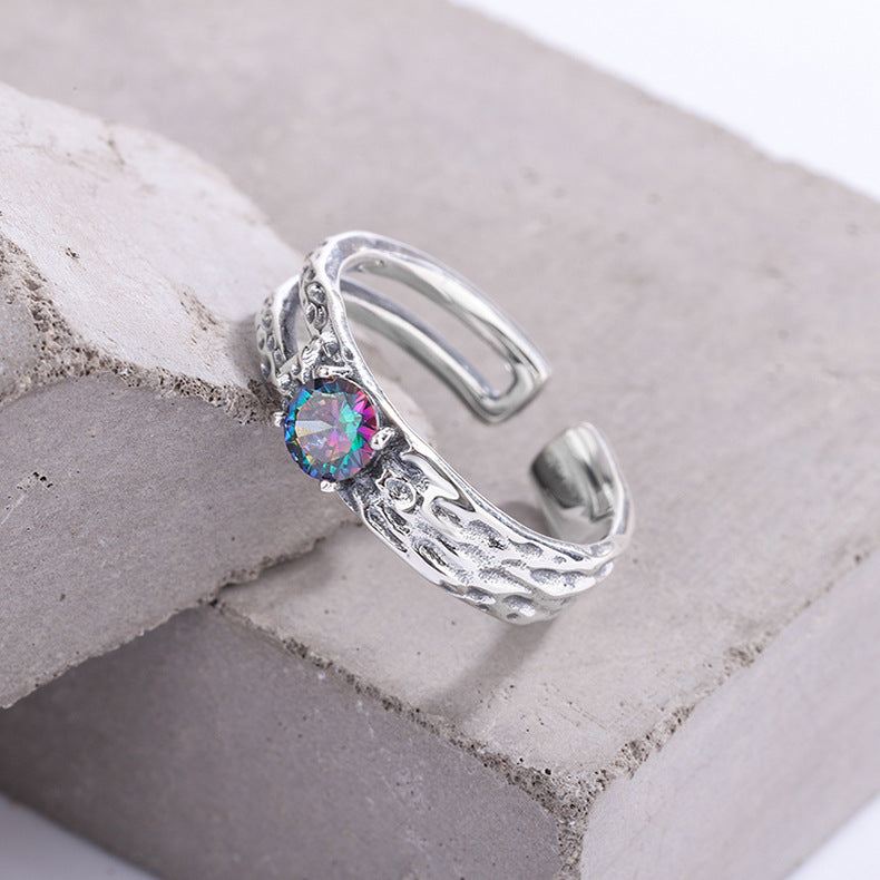 Colorful Zircon Open Ring