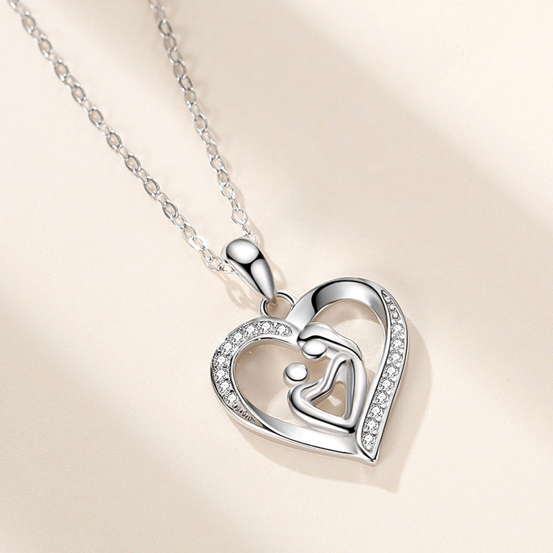 Mother's Embrace Heart Zircon Necklace